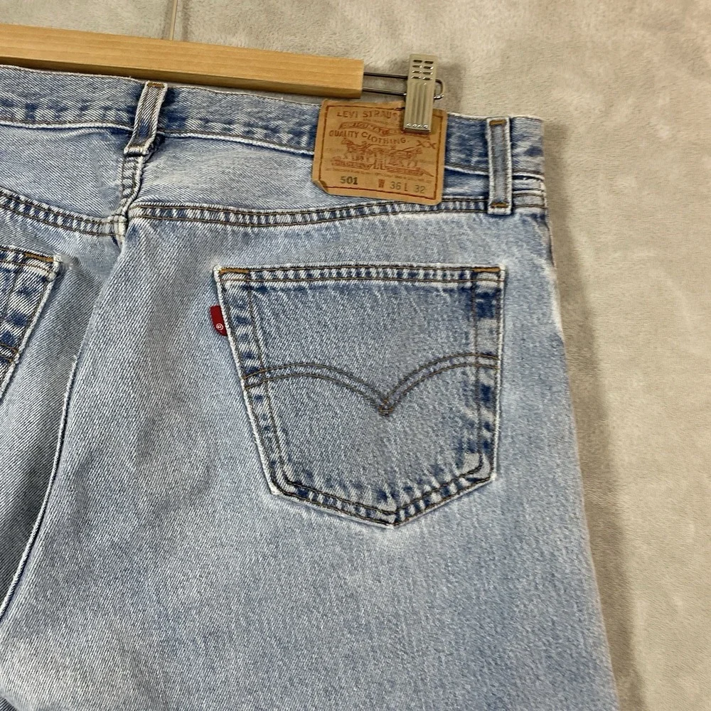 Vtg Levis 501 Jeans Mens 36x32 (fit 34x30) Blue Denim USA Made 90s FLAW READ